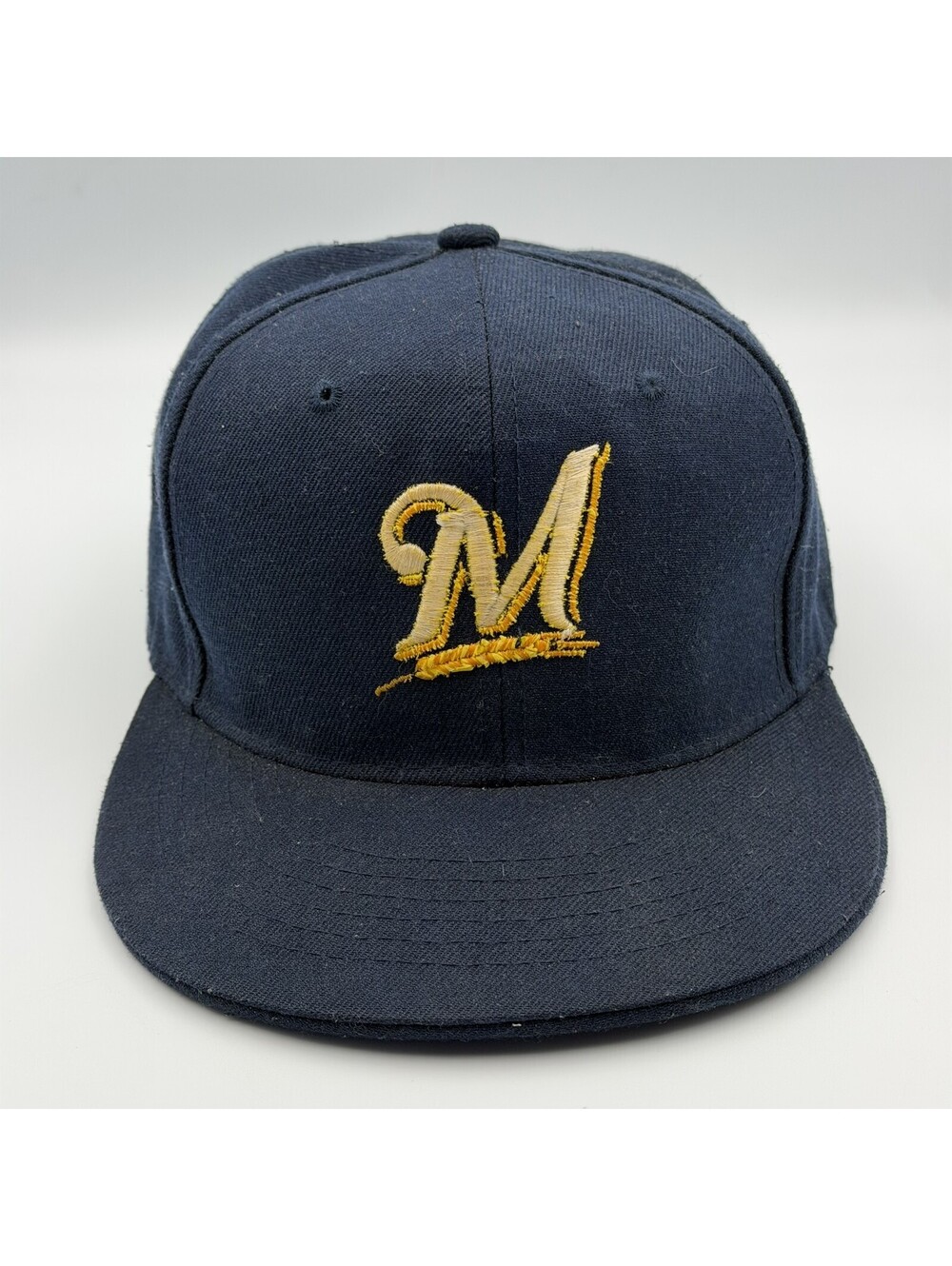 Vintage Milwaukee Brewers Top Pro Sports Fitted Hat Cap Size 7 5/8 MLB Navy Gold